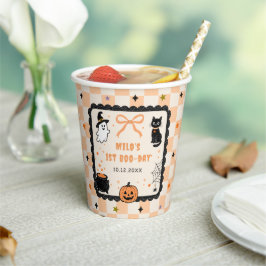 Orange Gingham Halloween Geburtstagsfeier Pappbecher
