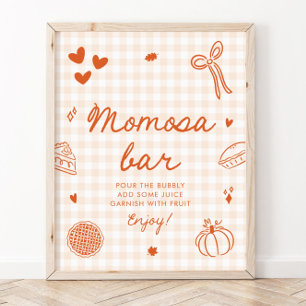 Orange-Gingham-Herbst-Cutie-Pie-Momosa-Bar-Schild Poster