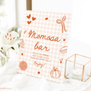 Orange-Gingham-Herbst-Cutie-Pie-Momosa-Bar-Schild Sockelschild