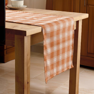 Orange Gingham Herbst Kurzer Tischläufer