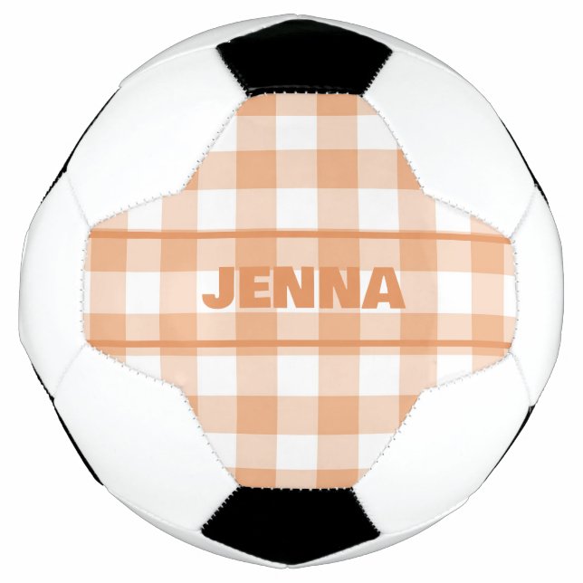ORANGE GINGHAM KARIERT PERSONALISIERT FUßBALL (Vorderseite)