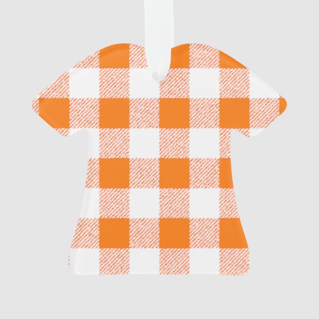 Orange Gingham Karo Pattern Ornament (Rückseite)
