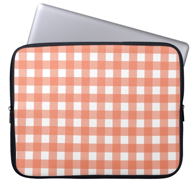 Orange Gingham Laptopschutzhülle (Vorderseite)
