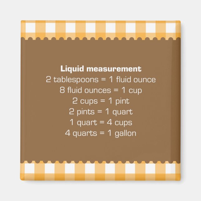 Orange Gingham Liquid Measurement Chart Küchenhelf Magnet (Vorne)