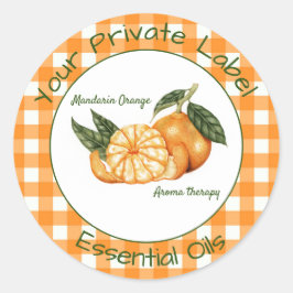 Orange Gingham Private Essential Oils Runder Aufkleber