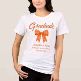 Orange Gingham-Schleife Abschluss Tri-Blend Shirt