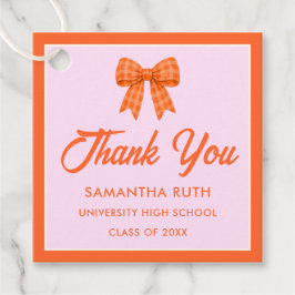Orange Gingham-Schleife Absolventenparty-Geschenka Geschenkanhänger