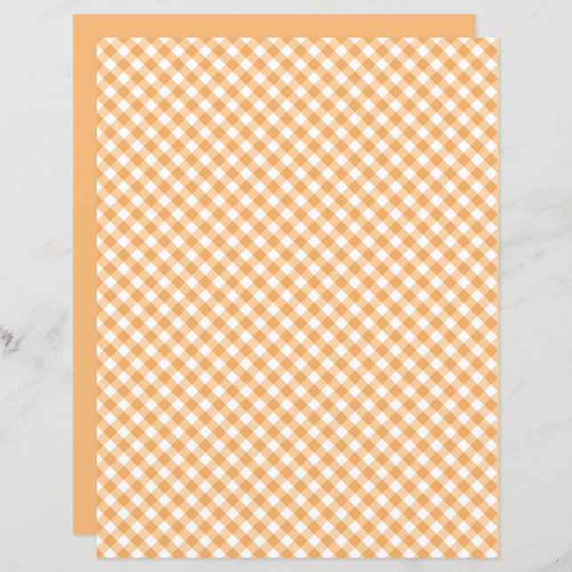 Orange Gingham Scrapbook Paper (Vorne/Hinten)