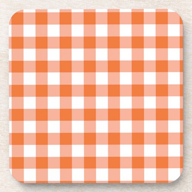 Orange Gingham Untersetzer (Vorderseite)