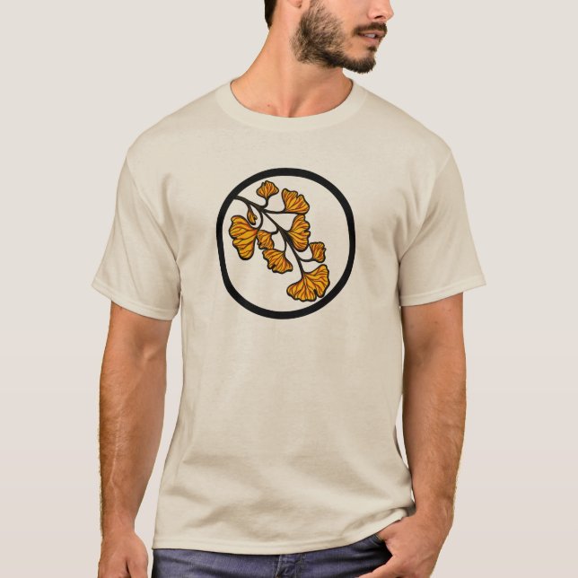 Orange Ginkgo Blätter T - Shirt (Vorderseite)