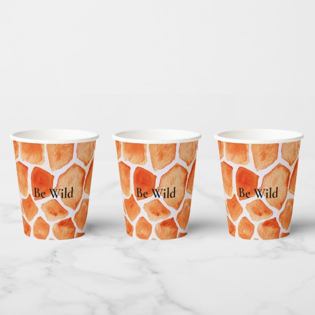 Orange Giraffe Animal Print Pappbecher (Multi)