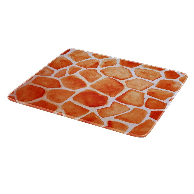 Orange Giraffe Animal Print Schneidebrett (Ecke)