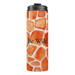 Orange Giraffe Animal Print Thermosbecher