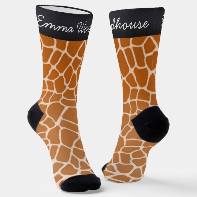 Orange Giraffe Print Amusing Personalisiert Animal Socken (Gewinkelt)