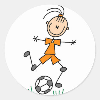 Orange Girls Soccer Runder Aufkleber