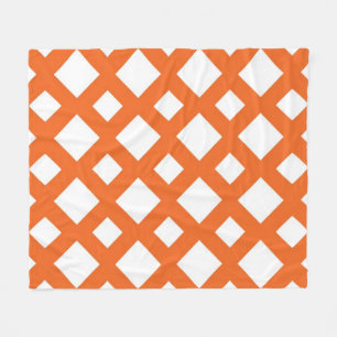 Orange Gitter auf Weiß Fleecedecke