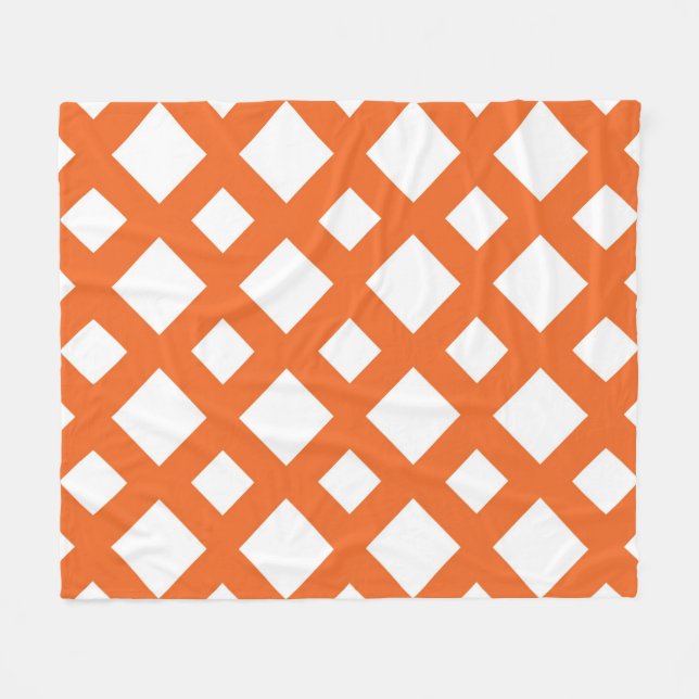 Orange Gitter auf Weiß Fleecedecke (Vorderseite (Horizontal))