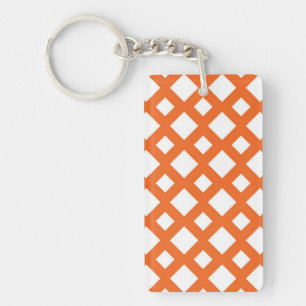 Orange Gitter auf Weiß Schlüsselanhänger