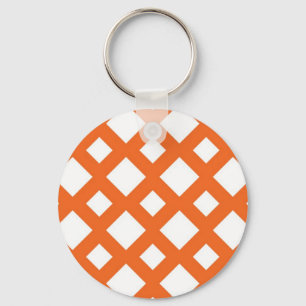 Orange Gitter auf Weiß Schlüsselanhänger