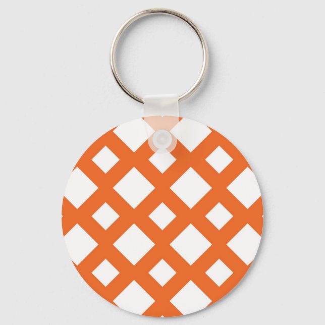 Orange Gitter auf Weiß Schlüsselanhänger (Vorderseite)