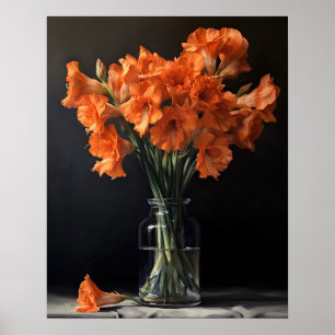 Orange Gladiolus Blume Art Print Poster