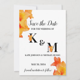 Orange Gladiolus Blume Wasserfarbe Save The Date