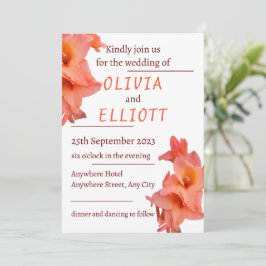Orange Gladiolus Floral Wedding Einladung