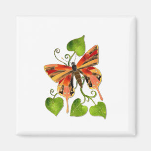 Orange Glass Butterfly Magnet