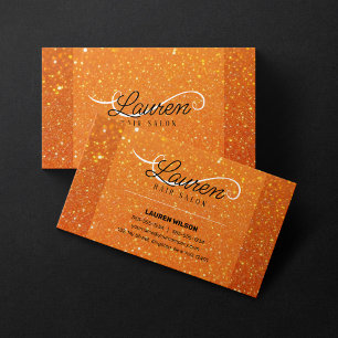 Orange Glitter Funken Friseursalon Hairstylist Visitenkarte