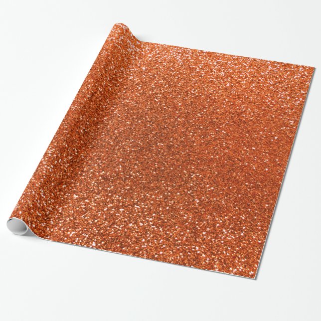 Orange Glitter Geschenkpapier (Ungerollt)