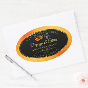 Orange Glitzer Black Product Labels Ladybug Logo Ovaler Aufkleber
