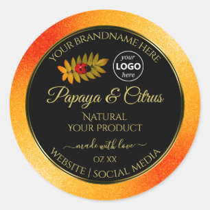 Orange Glitzer Black Product Labels Ladybug Logo Runder Aufkleber
