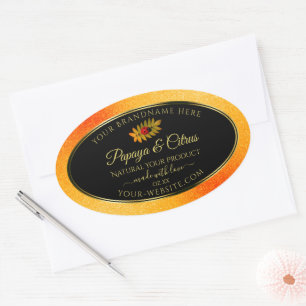 Orange Glitzer Black Product Labels mit Ladybug Ovaler Aufkleber
