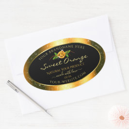 Orange Glitzer Black Product Labels Rose Blume Ovaler Aufkleber