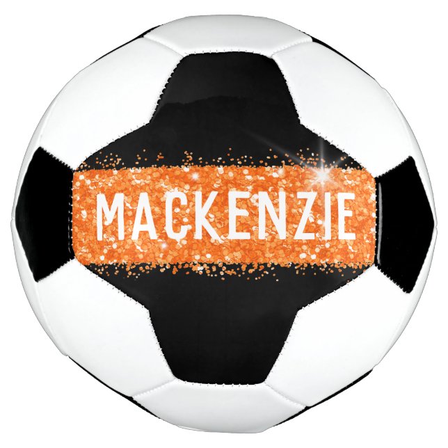 Orange Glitzer Funkelnd Name Personalisiert Fußball (Gedreht)