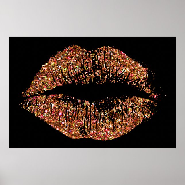 Orange Glitzer Lips Poster (Vorne)