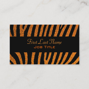 Orange Glitzer Zebra Streifen Visitenkarten Visitenkarte
