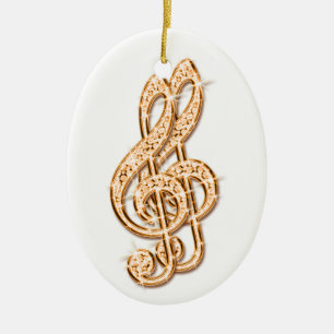 Orange Glitzige Funkelnde Diamant Noten Keramikornament