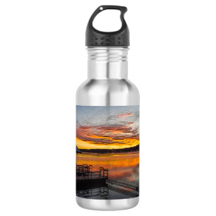 Orange Glory Morning Painterly Stainless Steel Wat Edelstahlflasche