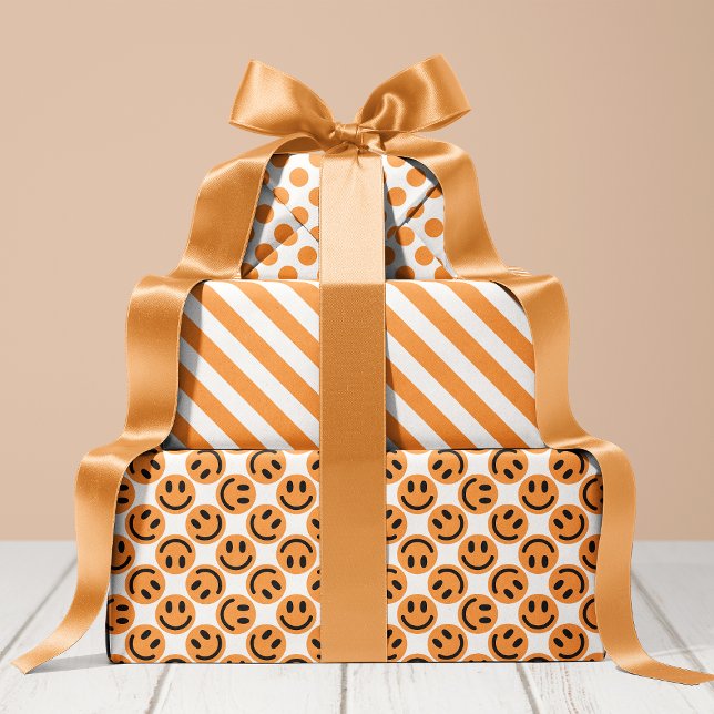 Orange glückliche Streifen und Polka Dot Geschenkpapier Set (Von Creator hochgeladen)