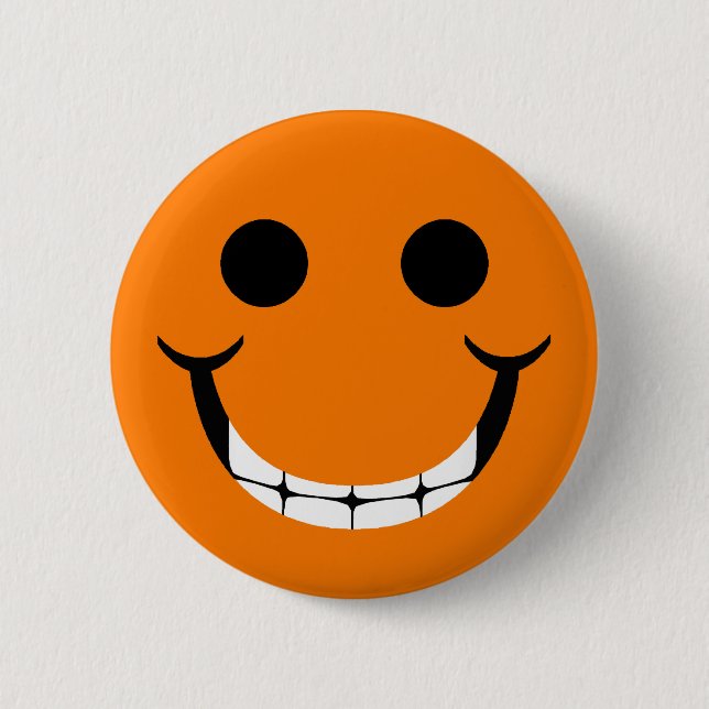 ORANGE GLÜCKLICHES GRINSEN BUTTON (Vorderseite)