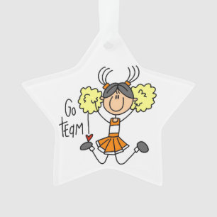 Orange Go Team Cheerleader Acrylic Ornament