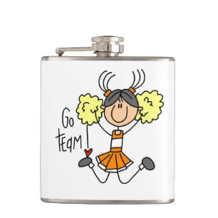 Orange Go Team Cheerleader Flasche Flachmann