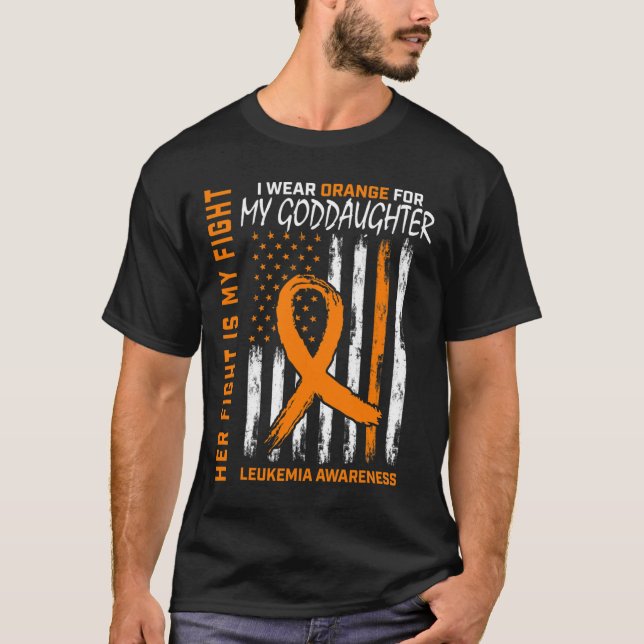 Orange GodTochter Leukemia Cancer Awareness Ameri T-Shirt (Vorderseite)