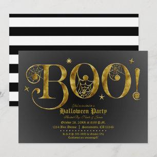 Orange Gold BOO Elegantes Halloween Costume Party Einladung