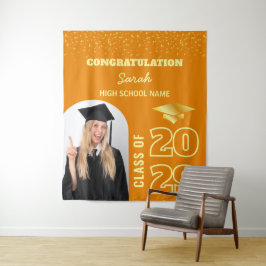 Orange & Gold Custom Abschluss Background & Foto Wandteppich