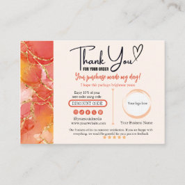 Orange Gold Danke Business Card Visitenkarte