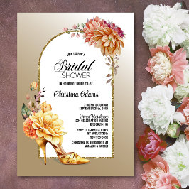 Orange Gold Floral Arch Gold Brautparty Einladung