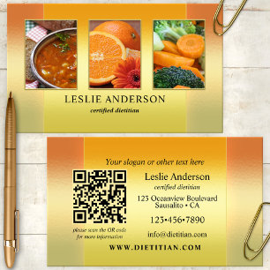 Orange Gold Fotos Dietitian Nutritionist QR Code Visitenkarte