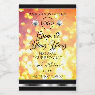 Orange Gold Glitter Produktetiketten Diamanten Log Lebensmitteletikett
